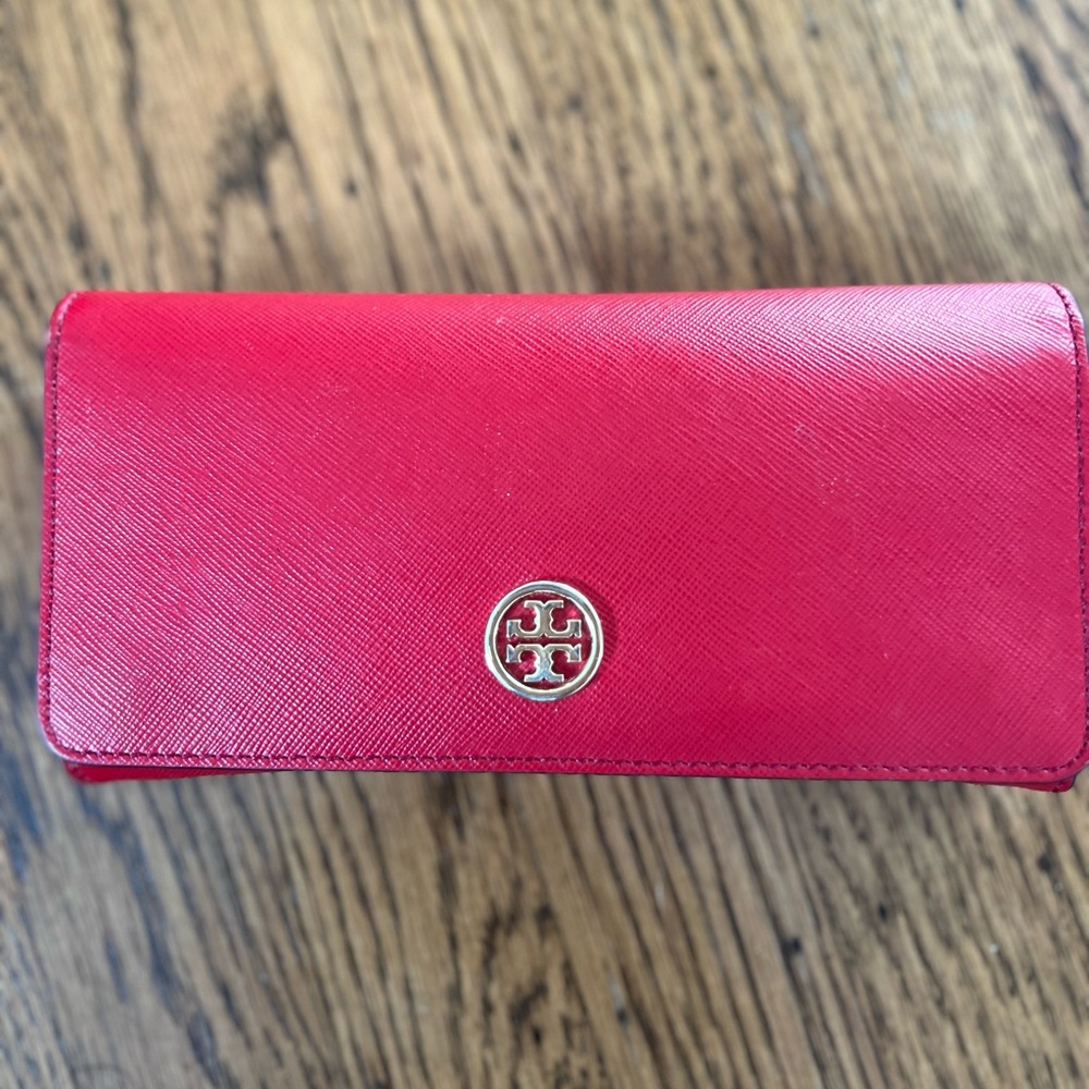 Tory Burch Red Saffiano Leather Wallet
